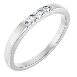 14K White Gold Round 2 Mm Polished 0.08 Ctw Lab-Grown Diamond Anniversary Band Size 7