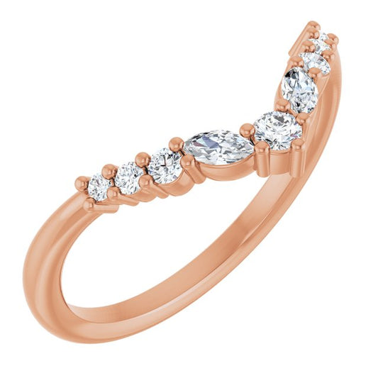14K White Or Yellow Gold 2.2 Mm Polished 1/5 Ctw Natural Diamond Contour Band, Size 7