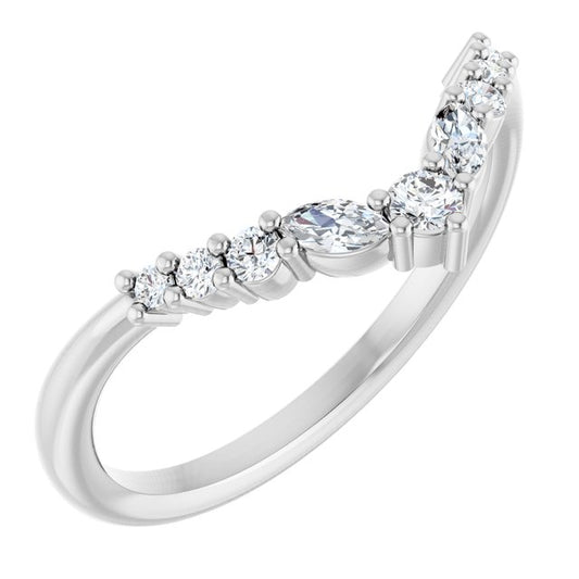 14K White Or Yellow Gold 2.2 Mm Polished 1/5 Ctw Natural Diamond Contour Band, Size 7