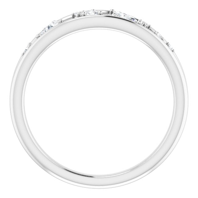 14K White Gold Polished 1/6 Ctw Natural Diamond Negative Space Ring, Size 7