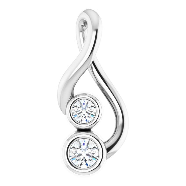 14K White Gold Round  2.2Mm  I1, G-H Polished .07 Ctw Natural Diamond Hold You Forever Pendant