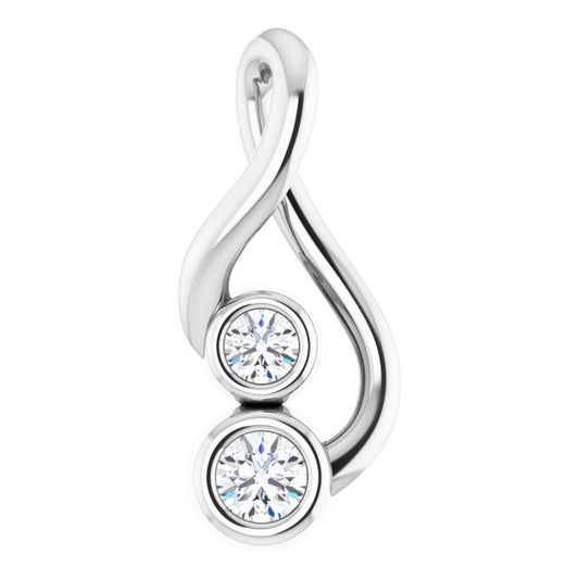 14K White Gold Round  2.2Mm  I1, G-H Polished .07 Ctw Natural Diamond Hold You Forever Pendant