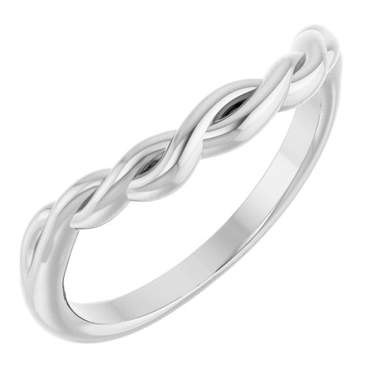 14K White Or Rose Gold Or Platinum Polished Twisted Contour Band, Size 7
