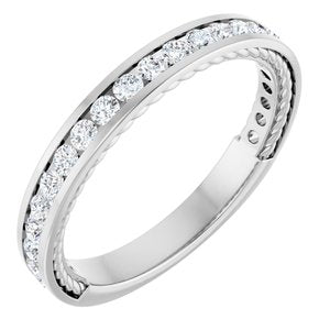 Platinum Round 1.8 Mm Polished 1/2 Ctw Natural Diamond Anniversary Band Size 7
