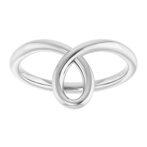 14K White Gold Polished Looped Bypass Ring Size 7