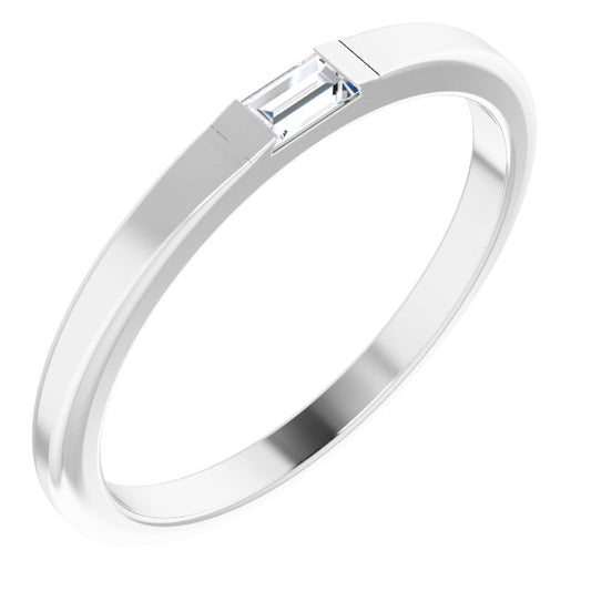 14K White Gold Straight Baguette 3.5 X 2 Mm Si2-Si3, Ghi :: 1/10 Ct Polished 1/10 Ct Natural Diamond Stackable Ring, Size 7