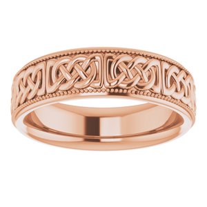 14K Yellow Or White Or Rose Gold Or Sterling Silver Or Platinum 6 mm Celtic-Inspired Band