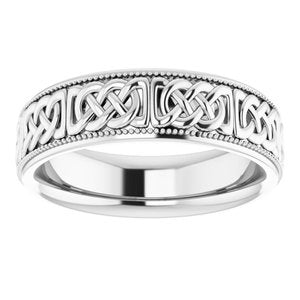 14K Yellow Or White Or Rose Gold Or Sterling Silver Or Platinum 6 mm Celtic-Inspired Band