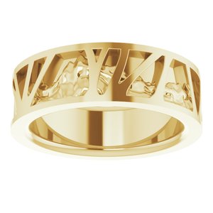 14K Yellow Gold 7 Mm Polished Nature-Inspired Wedding Band Size 7.5