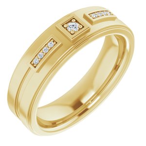 14K Yellow Gold Round 2 Mm .06 Ctw Natural Diamond Mens Band Size 11
