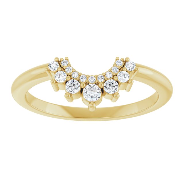 14K Yellow Or Rose Gold Or Platinum 5.4 Mm Round Si2-Si3, G-H Polished 1/6 Ctw Natural Diamond Contour Band, Size 7