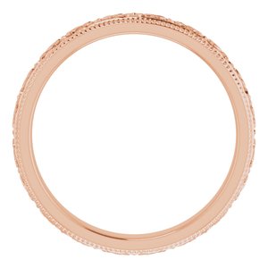 14K Rose Gold 3 Mm Polished Patterned Band Size 6.5