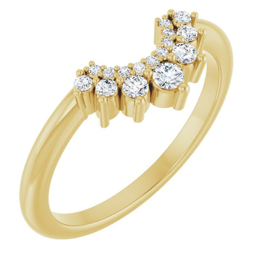 14K Yellow Or Rose Gold Or Platinum 5.4 Mm Round Si2-Si3, G-H Polished 1/6 Ctw Natural Diamond Contour Band, Size 7