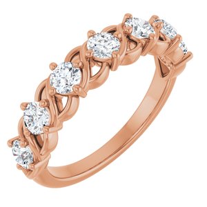 14K Rose Gold Round 3.2 Mm Polished 7/8 Ctw Natural Diamond Anniversary Band Size 7