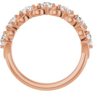14K Rose Gold Round 3.2 Mm Polished 7/8 Ctw Natural Diamond Anniversary Band Size 7