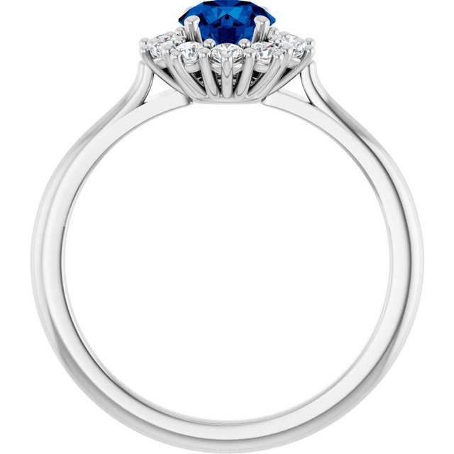 14K Yellow Or White Gold  Round 5.2 Mm Polished Lab-Grown Gem And 1/4 Ctw Lab-Grown Diamond Halo-Style Ring