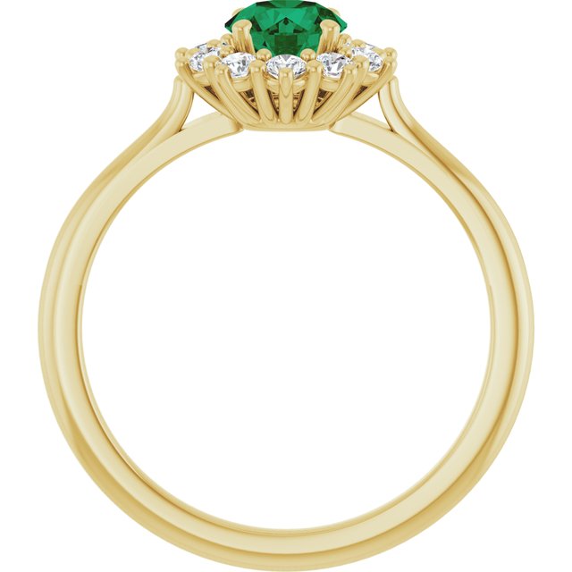 14K Yellow Or White Gold  Round 5.2 Mm Polished Lab-Grown Gem And 1/4 Ctw Lab-Grown Diamond Halo-Style Ring
