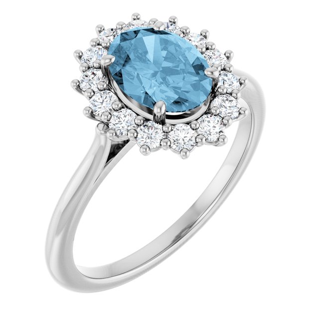 14K Yellow Or White Gold Oval Polished Natural Gem And 1/3 Ctw Lab-Grown Diamond Ring