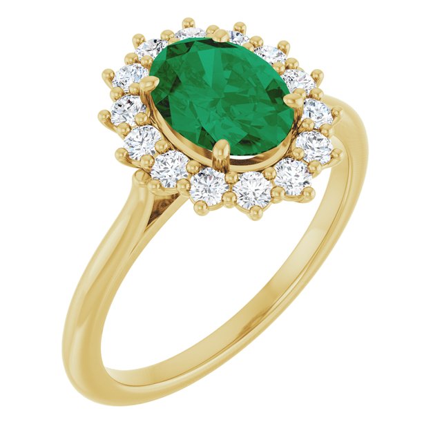 14K Yellow Or White Gold Oval Polished Lab-Grown Gem And 1/3 Ctw Lab-Grown Diamond Ring