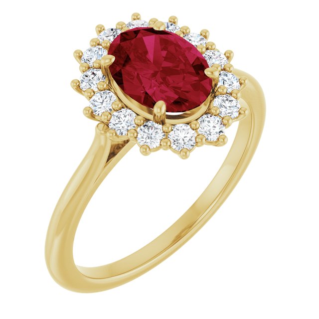 14K Yellow Or White Gold Oval Polished Lab-Grown Gem And 1/3 Ctw Lab-Grown Diamond Ring