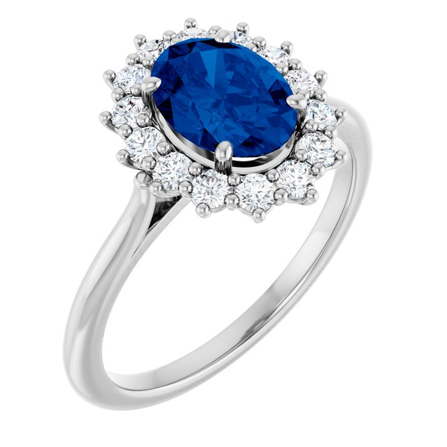 14K Yellow Or White Gold Oval Polished Lab-Grown Gem And 1/3 Ctw Lab-Grown Diamond Ring