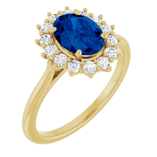14K Yellow Or White Gold Oval Polished Lab-Grown Gem And 1/3 Ctw Lab-Grown Diamond Ring