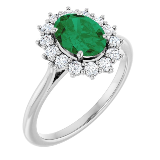 14K Yellow Or White Gold Oval Polished Lab-Grown Gem And 1/3 Ctw Lab-Grown Diamond Ring