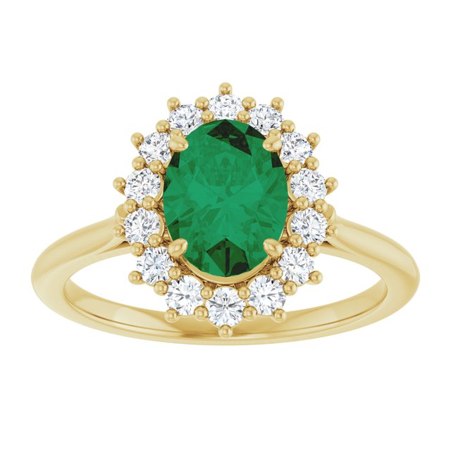 14K Yellow Or White Gold Oval Polished Lab-Grown Gem And 1/3 Ctw Lab-Grown Diamond Ring