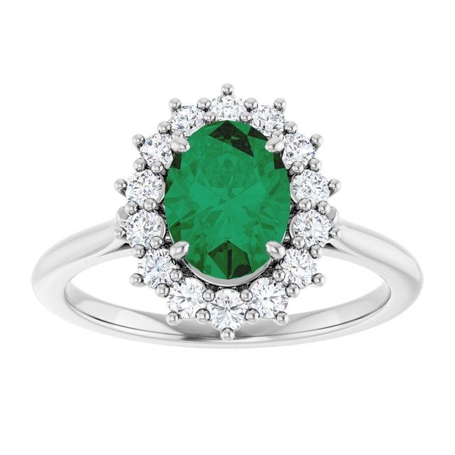 14K Yellow Or White Gold Oval Polished Lab-Grown Gem And 1/3 Ctw Lab-Grown Diamond Ring