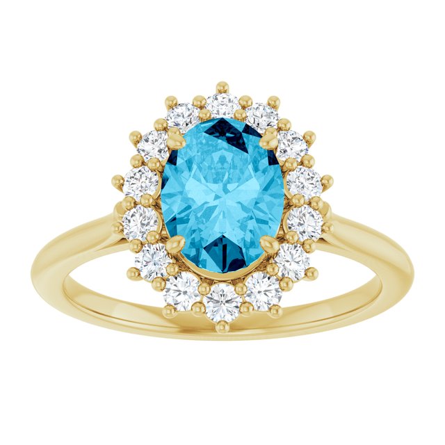 14K Yellow Or White Gold Oval Polished Natural Gem And 1/3 Ctw Lab-Grown Diamond Ring