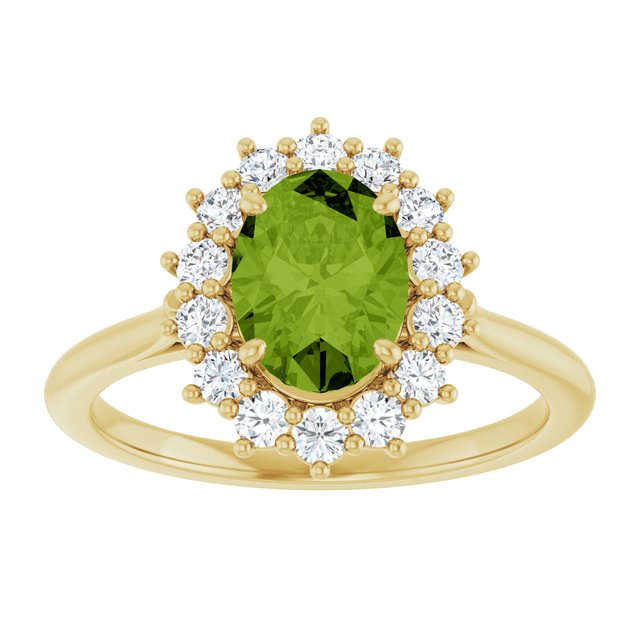 14K Yellow Or White Gold Oval Polished Natural Gem And 1/3 Ctw Lab-Grown Diamond Ring