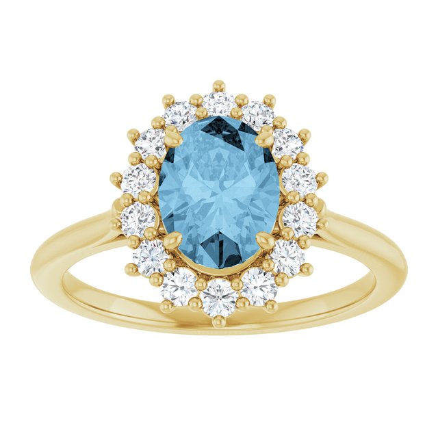 14K Yellow Or White Gold Oval Polished Natural Gem And 1/3 Ctw Lab-Grown Diamond Ring