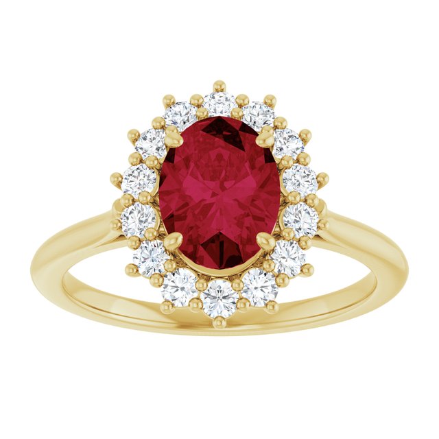 14K Yellow Or White Gold Oval Polished Lab-Grown Gem And 1/3 Ctw Lab-Grown Diamond Ring