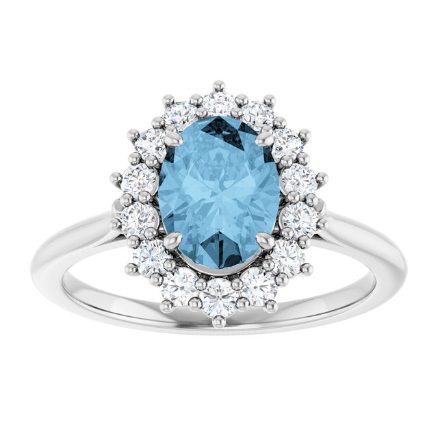 14K Yellow Or White Gold Oval Polished Natural Gem And 1/3 Ctw Lab-Grown Diamond Ring