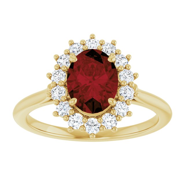 14K Yellow Or White Gold Oval Polished Natural Gem And 1/3 Ctw Lab-Grown Diamond Ring