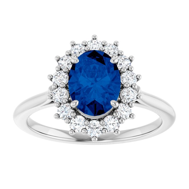 14K Yellow Or White Gold Oval Polished Lab-Grown Gem And 1/3 Ctw Lab-Grown Diamond Ring
