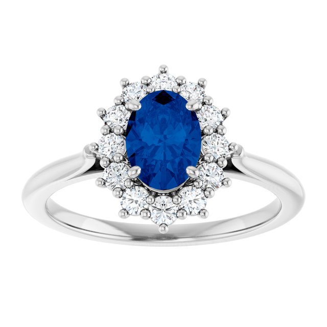 14K Yellow Or White Gold Oval Polished Lab-Grown Gem And 1/3 Ctw Lab-Grown Diamond Ring