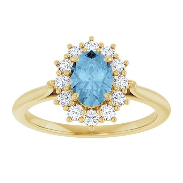 14K Yellow Or White Gold Oval Polished Natural Gem And 1/3 Ctw Lab-Grown Diamond Ring