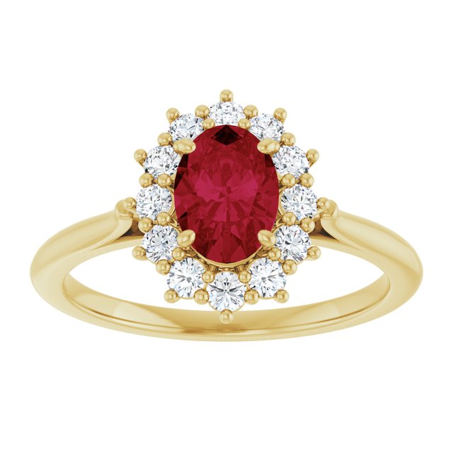 14K Yellow Or White Gold Oval Polished Lab-Grown Gem And 1/3 Ctw Lab-Grown Diamond Ring