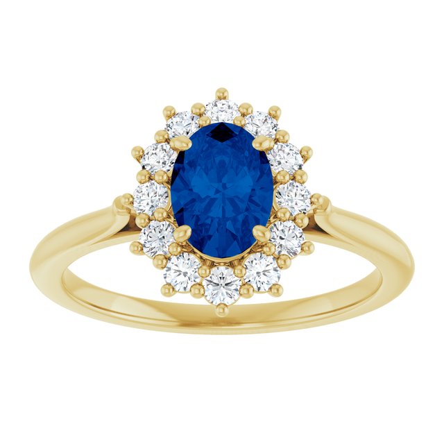 14K Yellow Or White Gold Oval Polished Lab-Grown Gem And 1/3 Ctw Lab-Grown Diamond Ring