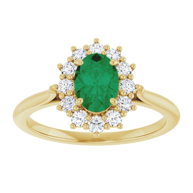 14K Yellow Or White Gold Oval Polished Lab-Grown Gem And 1/3 Ctw Lab-Grown Diamond Ring