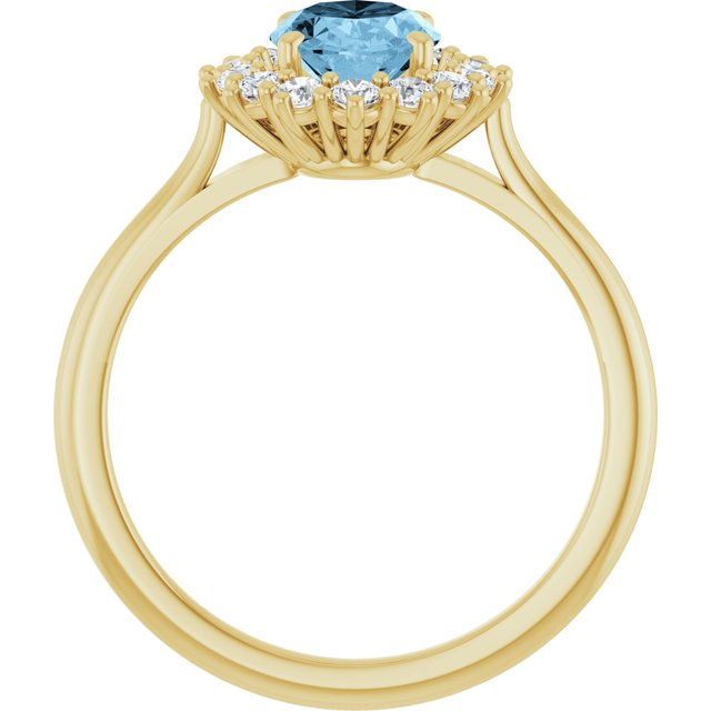 14K Yellow Or White Gold Oval Polished Natural Gem And 1/3 Ctw Lab-Grown Diamond Ring