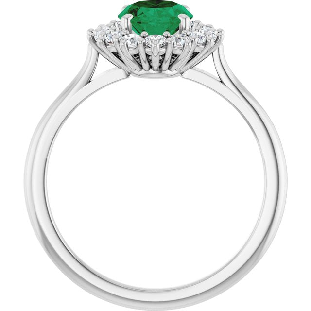 14K Yellow Or White Gold Oval Polished Lab-Grown Gem And 1/3 Ctw Lab-Grown Diamond Ring