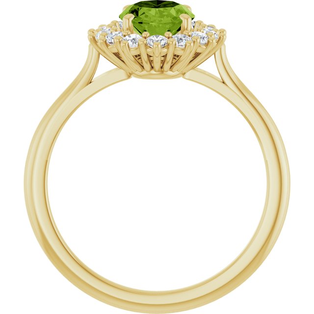 14K Yellow Or White Gold Oval Polished Natural Gem And 1/3 Ctw Lab-Grown Diamond Ring