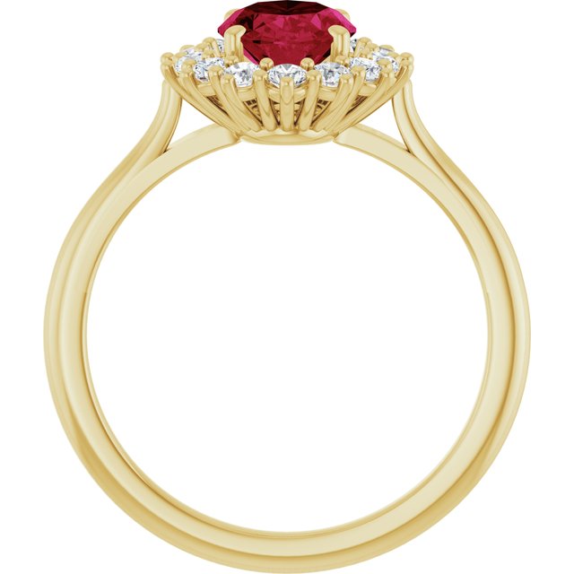 14K Yellow Or White Gold Oval Polished Lab-Grown Gem And 1/3 Ctw Lab-Grown Diamond Ring