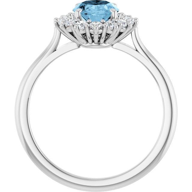14K Yellow Or White Gold Oval Polished Natural Gem And 1/3 Ctw Lab-Grown Diamond Ring