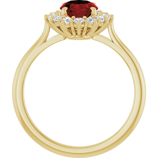 14K Yellow Or White Gold Oval Polished Natural Gem And 1/3 Ctw Lab-Grown Diamond Ring