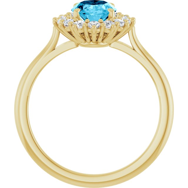 14K Yellow Or White Gold Oval Polished Natural Gem And 1/3 Ctw Lab-Grown Diamond Ring