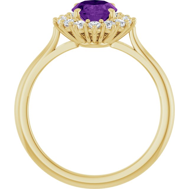 14K Yellow Or White Gold Oval Polished Natural Gem And 1/3 Ctw Lab-Grown Diamond Ring