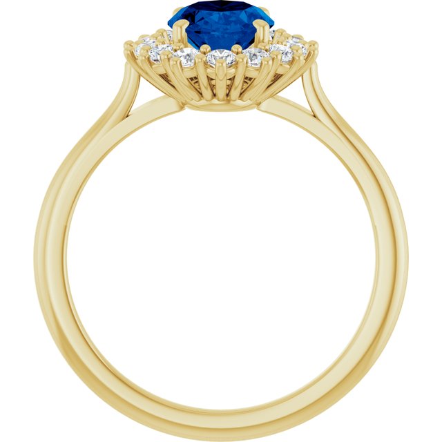 14K Yellow Or White Gold Oval Polished Lab-Grown Gem And 1/3 Ctw Lab-Grown Diamond Ring